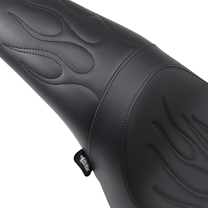 DRAG SPECIALTIES SEATS, DRAG SPECIALTIES SEATS Predator Seat - Black Flame Stitched for FL/FX 2006-2017 - Part 0802-0393