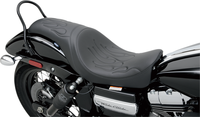 DRAG SPECIALTIES SEATS, DRAG SPECIALTIES SEATS Predator Flame Stitched Seat for Dyna '06-'17 – Part No. 0803-0290