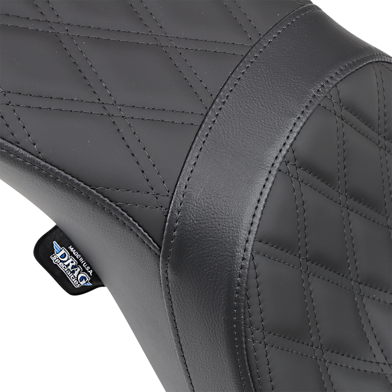 DRAG SPECIALTIES SEATS, Drag Specialties Seats Predator 2-Up Seat with Double Diamond Pattern for Harley-Davidson FX/FL 2006-2017 - Black (Part #0803-0541)