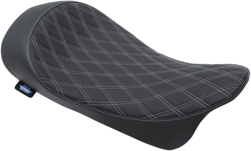 DRAG SPECIALTIES SEATS, Drag Specialties Seats Low Solo Seat - Double Diamond Silver Stitch for Harley FL 2008-2023 (Part #0801-1153)