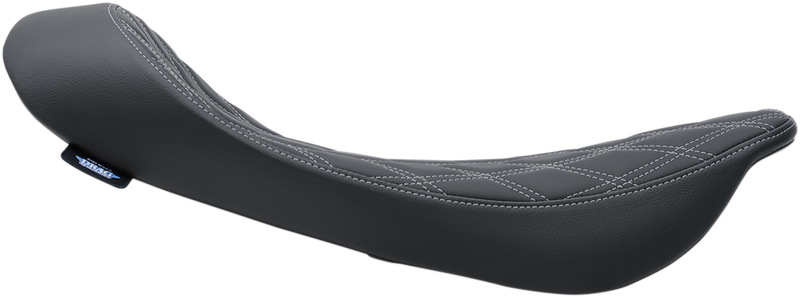 DRAG SPECIALTIES SEATS, DRAG SPECIALTIES SEATS Low Solo Seat - Double Diamond Silver Stitch for Harley FLHR/FLHX '99-'07 (Part #0801-1156)