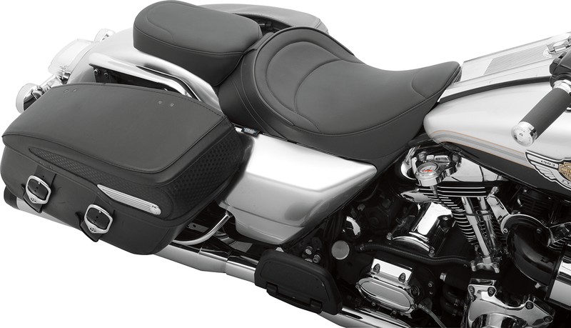 DRAG SPECIALTIES SEATS, DRAG SPECIALTIES SEATS Solo Seat with Driver Backrest - FLH '97-'07, Mild Stitched, 0801-0493