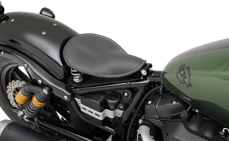 DRAG SPECIALTIES SEATS, DRAG SPECIALTIES SEATS Spring Solo Low-Profile Seat - Small Black Leather with White Stitching, Part 0806-0028