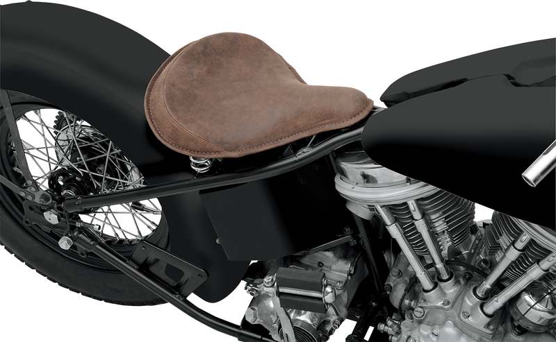 DRAG SPECIALTIES SEATS, Drag Specialties Seats Spring Solo Seat - Large Distressed Brown Leather with Perimeter Stitch Part 0806-0050