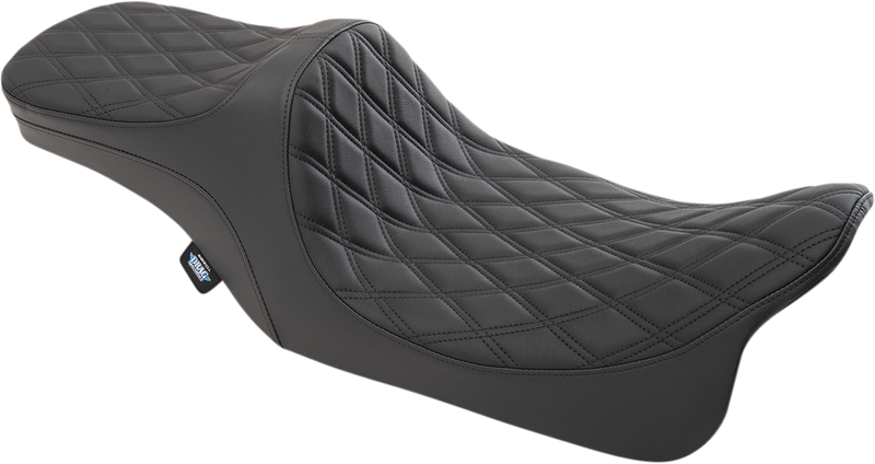 Drag Specialties Seats Predator III 2-Up Seat for Harley-Davidson FL 1999-2007 with Double Diamond Pattern and Black Thread - Part Number 0801-1308