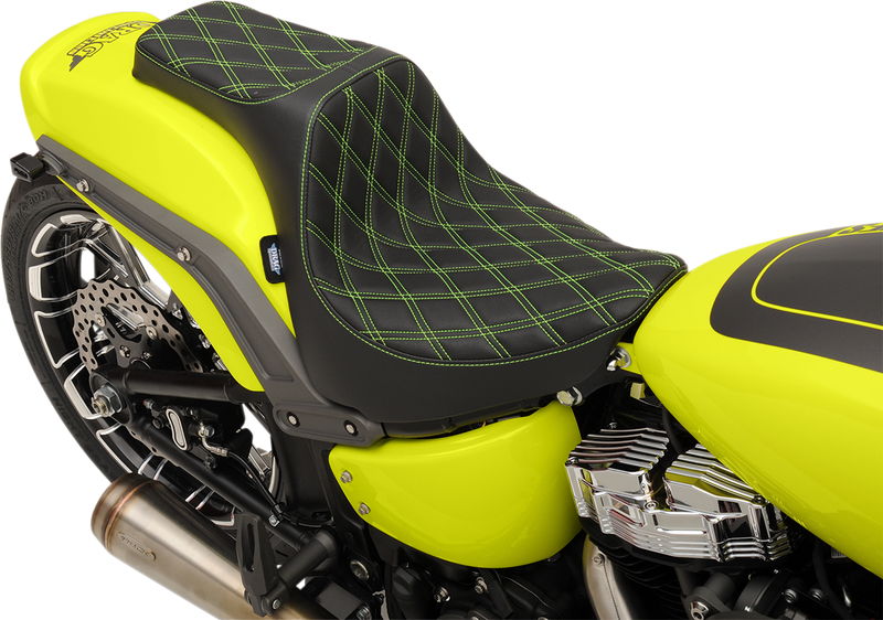 DRAG SPECIALTIES SEATS, DRAG SPECIALTIES SEATS Predator III Seat with Double Diamond Silver Stitching for FXFB/S '18-'23 - Part Number 0802-1073