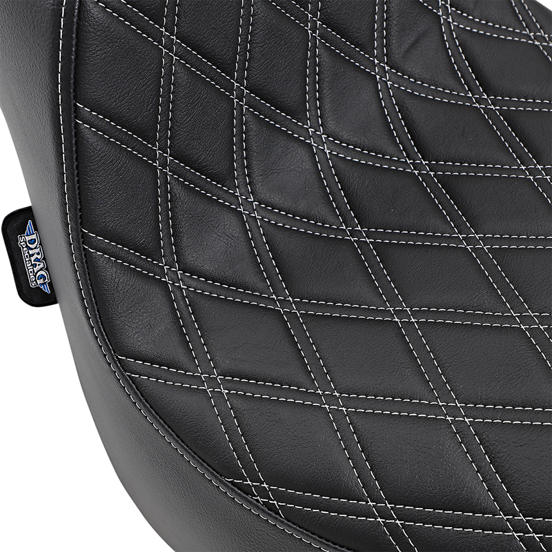 DRAG SPECIALTIES SEATS, DRAG SPECIALTIES SEATS Predator III Seat with Double Diamond Silver Stitching for FXFB/S '18-'23 - Part Number 0802-1073