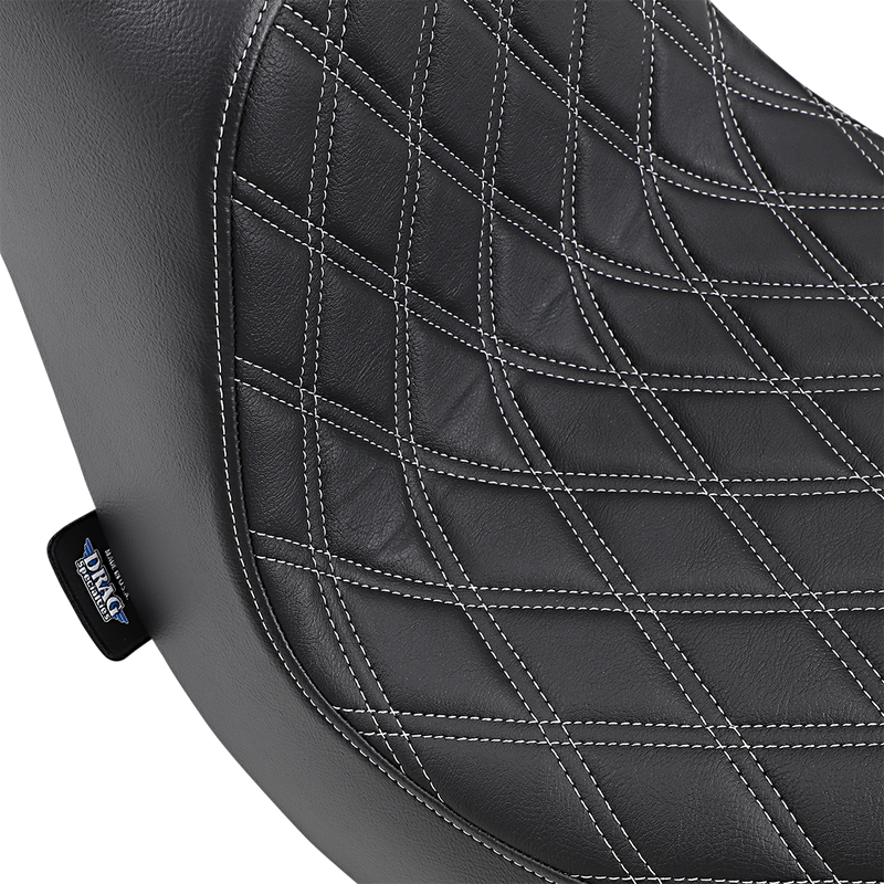 DRAG SPECIALTIES SEATS, Drag Specialties Seats Predator III Seat - Double Diamond Silver Stitching for Harley FLFB 2018-2025 (Part #0802-1189)