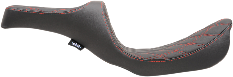 DRAG SPECIALTIES SEATS, Drag Specialties Seats Predator III Double Diamond Seat with Red Stitching for FXD/FLD 2006-2017 - Part Number 0803-0604