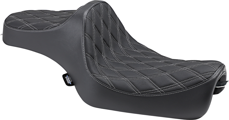 DRAG SPECIALTIES SEATS, Drag Specialties Seats Predator III Seat – Double Diamond Silver Stitching for Harley-Davidson XL '04-'22 with Mounting Hardware