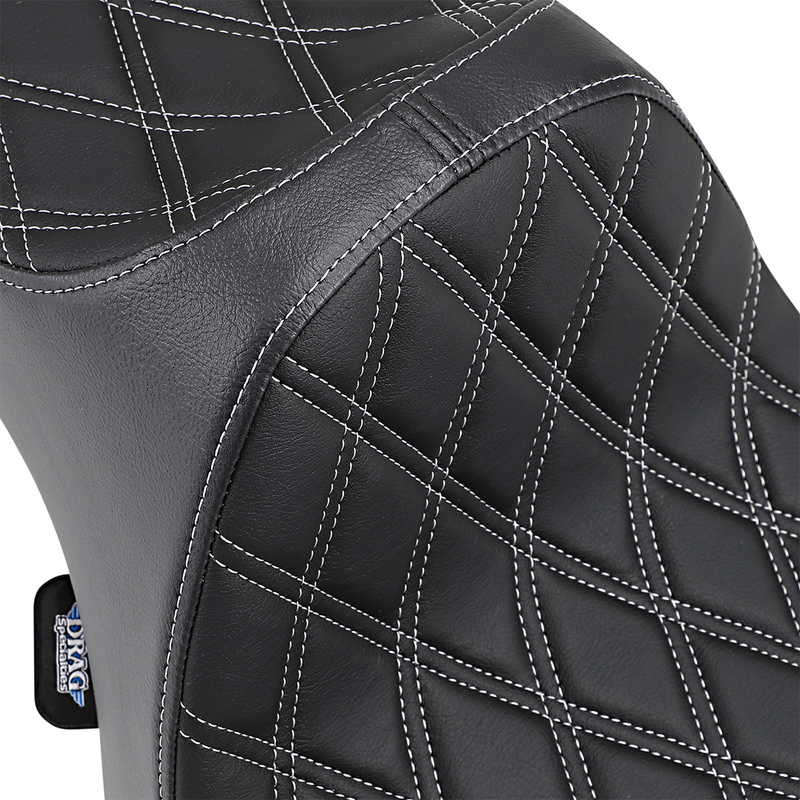 DRAG SPECIALTIES SEATS, Drag Specialties Seats Predator III Seat – Double Diamond Silver Stitching for Harley-Davidson XL '04-'22 with Mounting Hardware