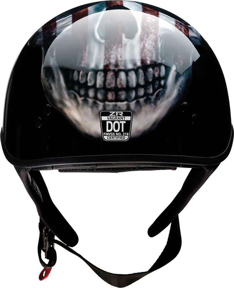 Z1R, Z1R Vagrant Helmet USA Skull Black Small 0103-1308 - Motorcycle Helmet with Drop-Down Sun Visor and Removable Liner
