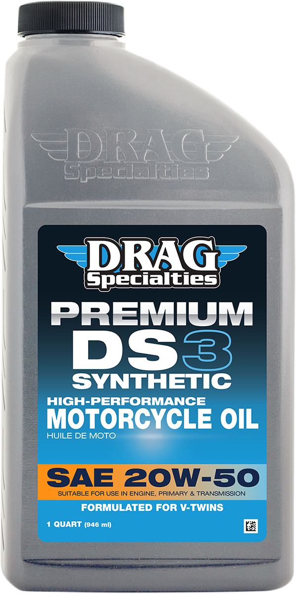 Drag Specialties DS3 Full Synthetic 20W-50 Engine Oil for Harley-Davidson V-Twin – 1 Quart
