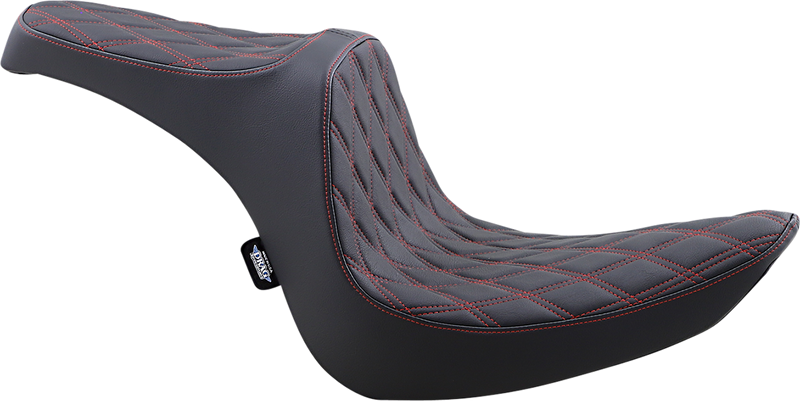 DRAG SPECIALTIES SEATS, Drag Specialties Seats Predator III 2-Up Seat for Harley Softail 2006-2017 with Red Stitching
