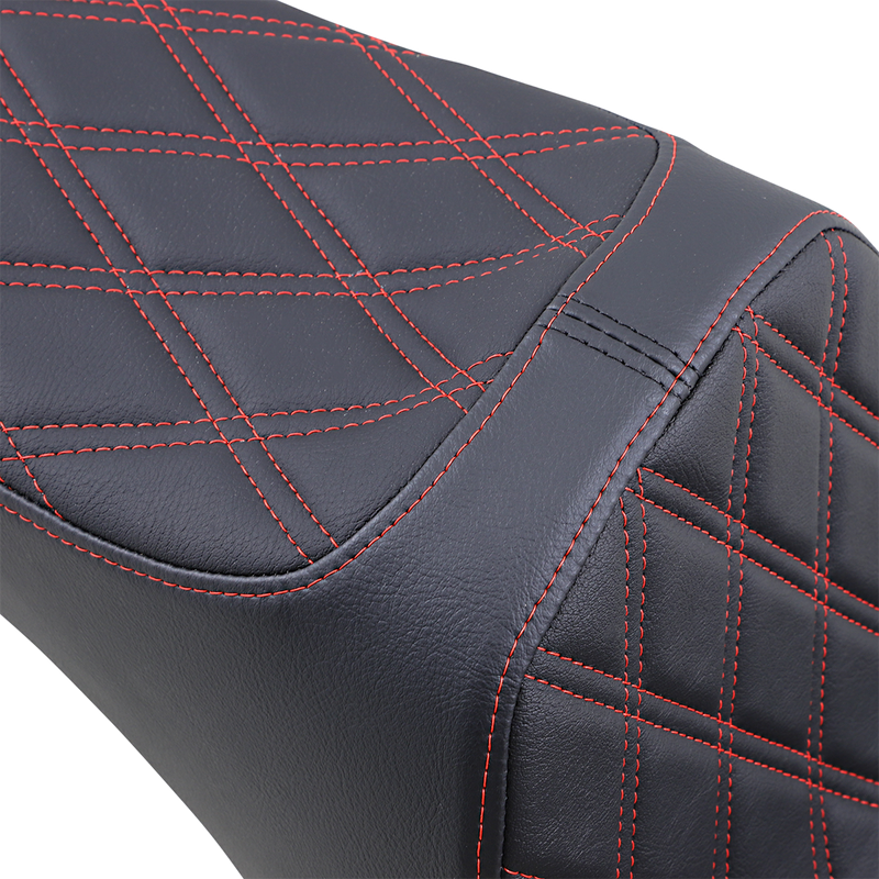 DRAG SPECIALTIES SEATS, Drag Specialties Seats Predator III 2-Up Seat for Harley Softail 2006-2017 with Red Stitching