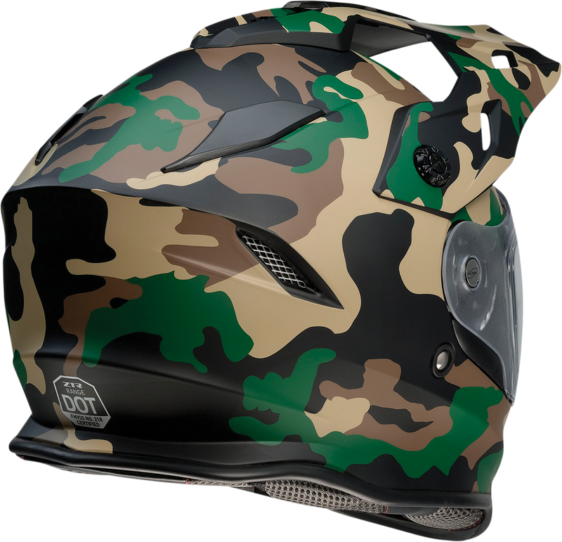 Z1R, Z1R Range Helmet - Camo Woodland Small with Sun Visor and Polycarbonate Shields