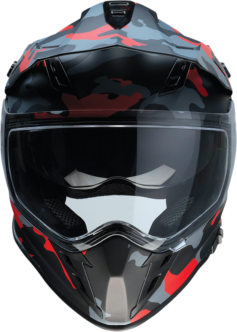 Z1R, Z1R Range Helmet - Camo Red, Small (Part #0140-0094) | Versatile Motorcycle Helmet with Sun Visor and Removable Lining