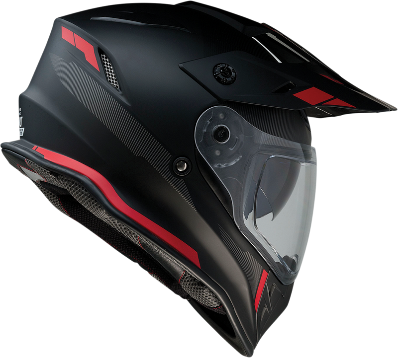 Z1R, Z1R Range Helmet - Uptake Black/Red XL (Part #0140-0017) - Versatile Motorcycle Helmet with Drop-Down Sun Visor