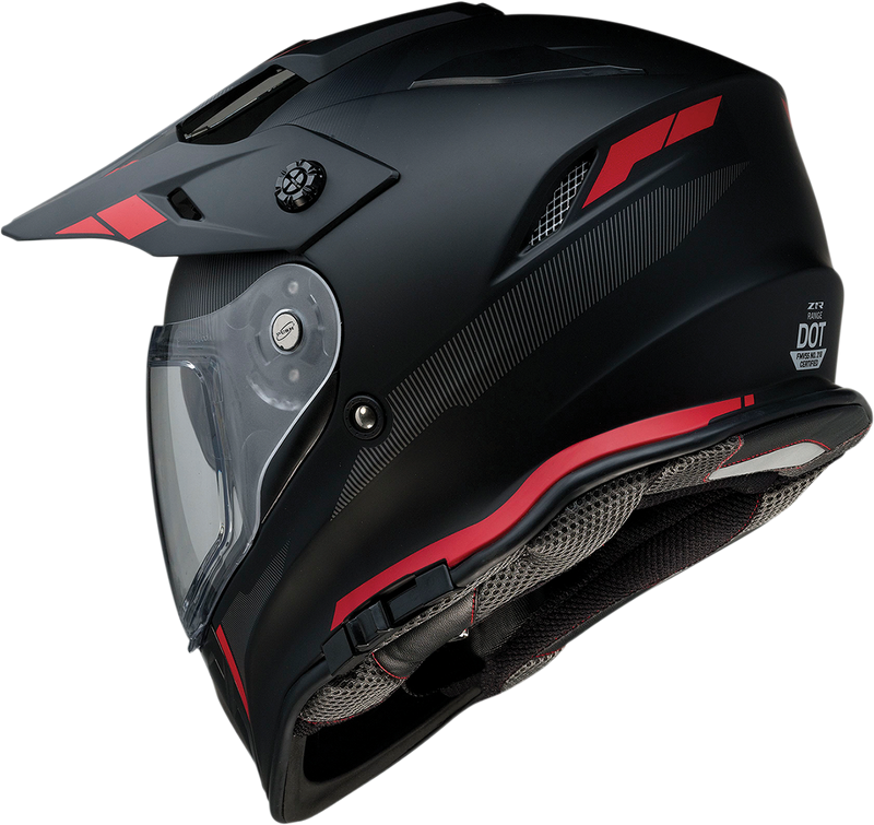 Z1R, Z1R Range Helmet Uptake Black/Red 2XL - Versatile Motorcycle Helmet with Drop-Down Sun Visor and Removable Lining
