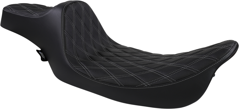 DRAG SPECIALTIES SEATS, Drag Specialties Seats Extended Reach Predator III Seat for Harley FL Models, Black with Silver Stitching – Part #08011370
