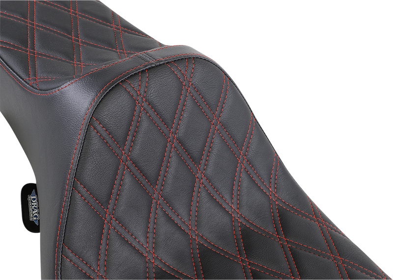 DRAG SPECIALTIES SEATS, Drag Specialties Seats Extended Reach Predator III Seat for Harley FL Models 1999-2007 – Black with Red Stitching