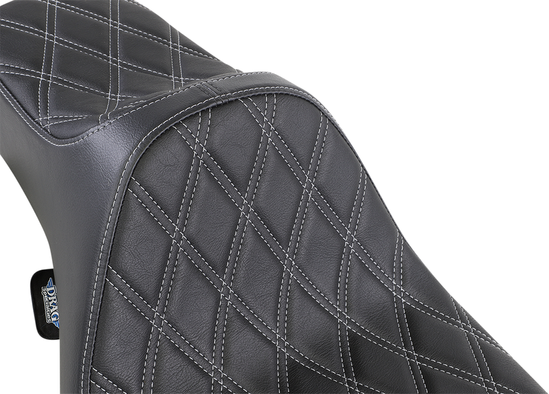 DRAG SPECIALTIES SEATS, Drag Specialties Seats Extended Reach Predator III Seat for Harley FL Models, Black with Silver Stitching – Part #08011370
