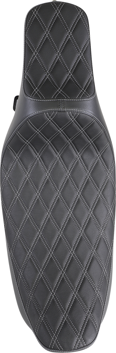 DRAG SPECIALTIES SEATS, Drag Specialties Seats Extended Reach Predator III Seat for Harley FL Models, Black with Silver Stitching – Part #08011370