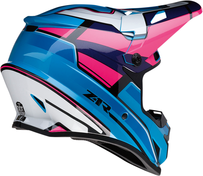 Z1R, Z1R Rise Helmet MC Pink/Blue 2XL - Injection Molded Polycarbonate Shell with Removable Moisture-Wicking Liner