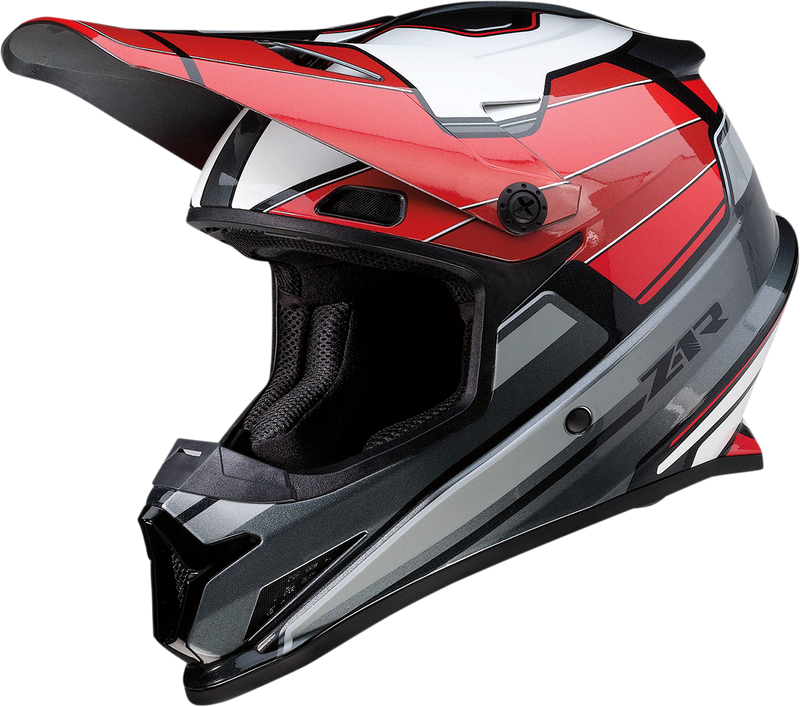 Z1R, Z1R Rise Motorcycle Helmet - Red and Gray, Size 2XL (Part No. 0110-7213)
