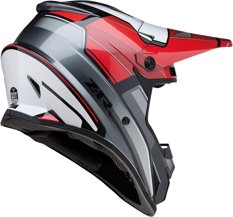 Z1R, Z1R Rise Motorcycle Helmet - Red and Gray, Size 2XL (Part No. 0110-7213)