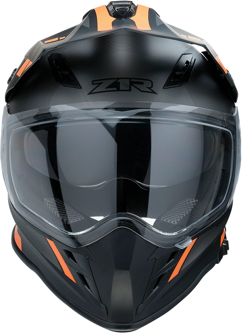Z1R, Z1R Range Helmet Uptake Black/Orange 2XL – Versatile Motorcycle Helmet with Drop Down Sun Visor and Removable Lining