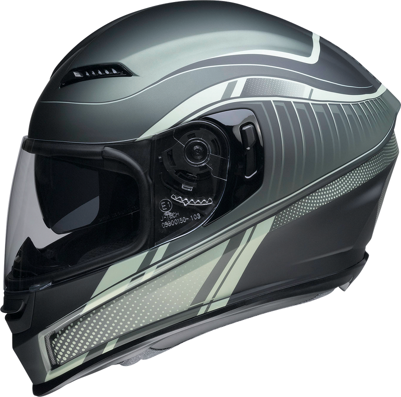 Z1R, Z1R Jackal Helmet Dark Matter Green Large - Injection-Molded Polycarbonate Shell with Anti-Fog Shield and Drop-Down Sun Visor