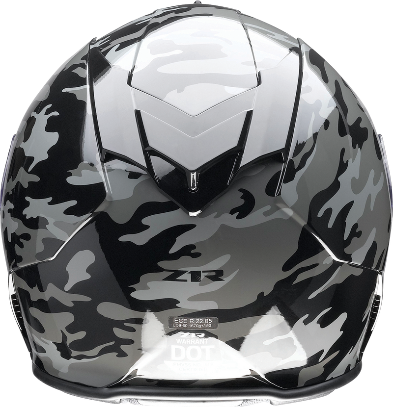Z1R, Z1R Warrant Helmet with Camo Design - Black/Gray, Small, Part 0101-14366