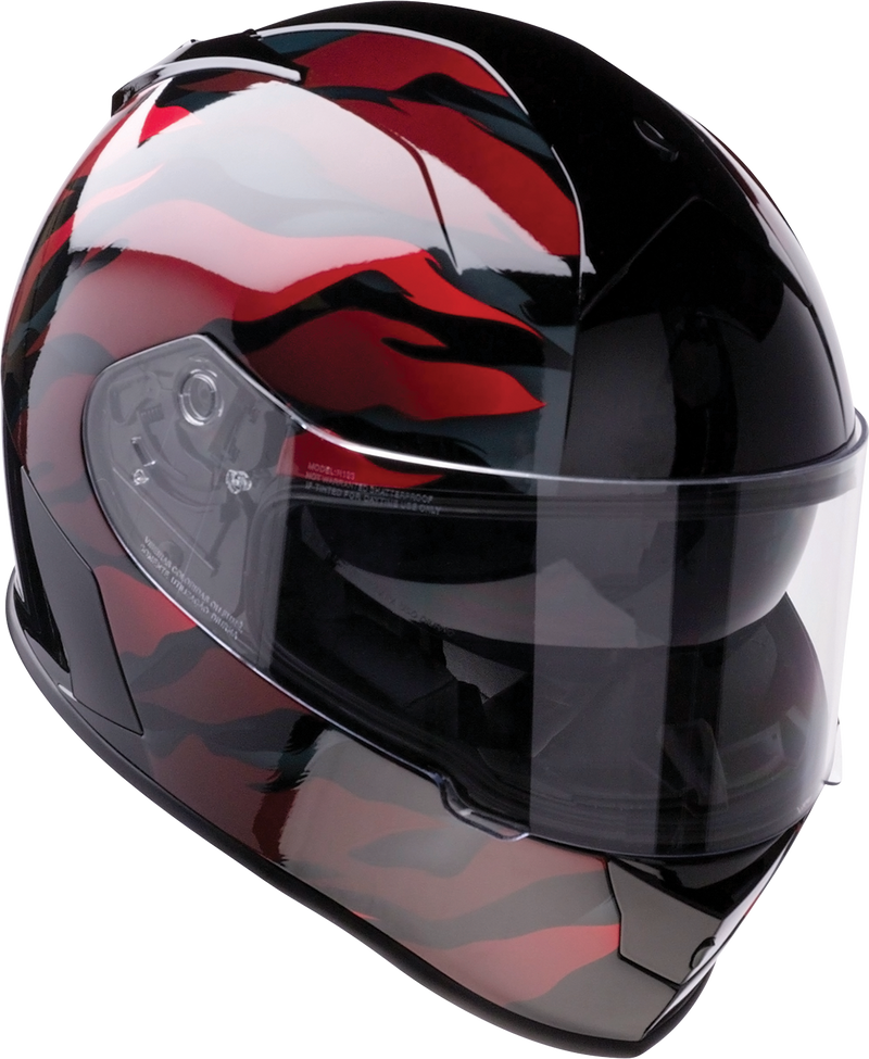 Z1R, Z1R Warrant Helmet Panthera Black/Red Medium by Z1R – Durable Polycarbonate Shell with Drop-Down Sun Visor