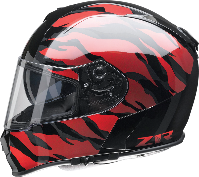 Z1R, Z1R Warrant Panthera Helmet - Black and Red, Large - Polycarbonate Shell & Sun Visor