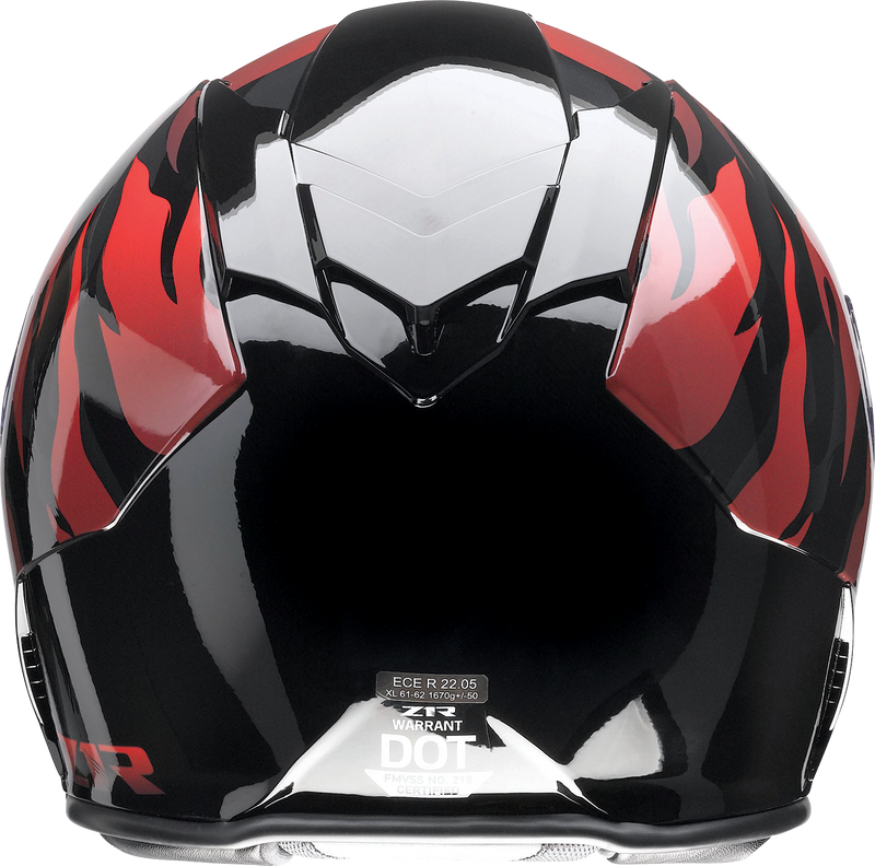 Z1R, Z1R Warrant Panthera Helmet - Black and Red, Large - Polycarbonate Shell & Sun Visor
