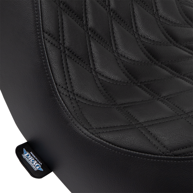 DRAG SPECIALTIES SEATS, Drag Specialties Seats Predator III 2-Up Seat for FL/FX 2018-2024, Vinyl with Double Diamond Pattern and Black Stitching