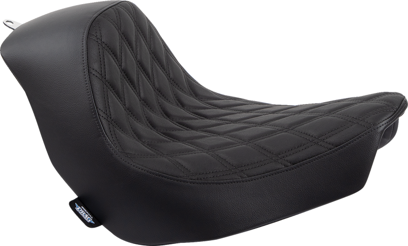 DRAG SPECIALTIES SEATS, DRAG SPECIALTIES SEATS Solo Seat - Double Diamond - Black Stitching for FL/FX 2018-2023 (Part #0802-1513)