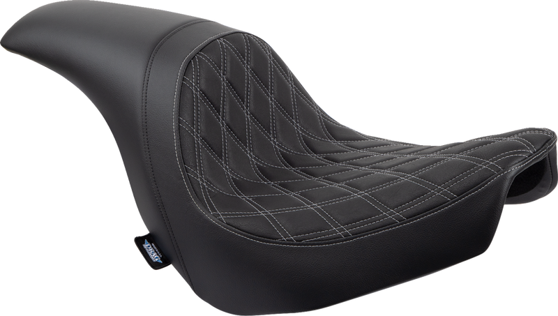 DRAG SPECIALTIES SEATS, DRAG SPECIALTIES SEATS Predator Double Diamond Vinyl Seat with Silver Stitching for Harley-Davidson FLSB/FXLR (2018-2023) Part #0802-1518