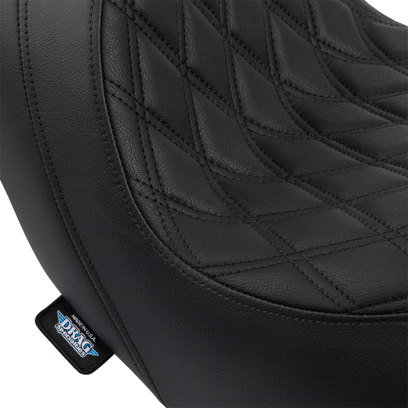 DRAG SPECIALTIES SEATS, Drag Specialties Seats Predator Seat - Double Diamond with Black Stitching for Harley Fat Bob and Softail Models 2018-2023