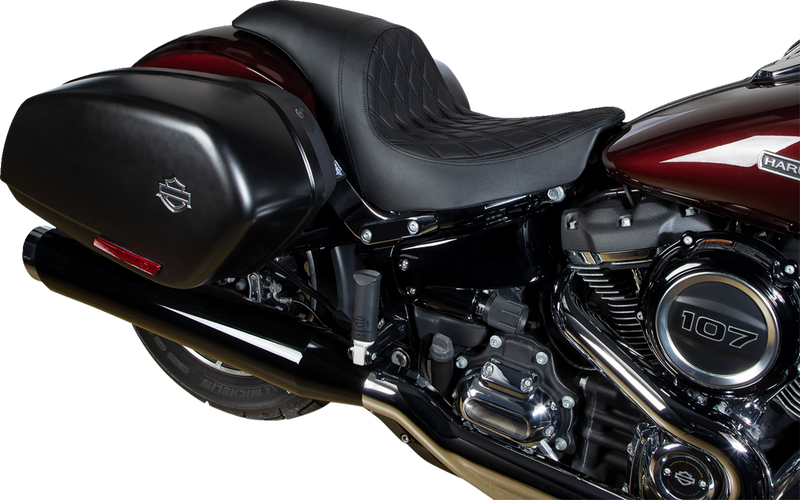 DRAG SPECIALTIES SEATS, Drag Specialties Seats Predator Seat - Double Diamond with Black Stitching for Harley Fat Bob and Softail Models 2018-2023