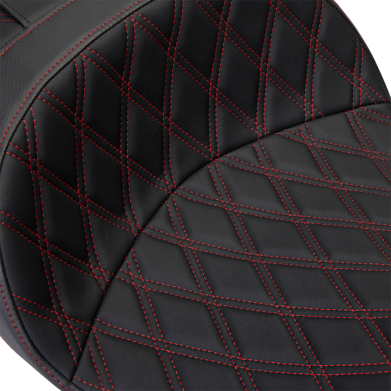 DRAG SPECIALTIES SEATS, DRAG SPECIALTIES SEATS Freedom Seat with Double Diamond Red Stitch for Harley FLH 2009-2023 - Part #0801-1484