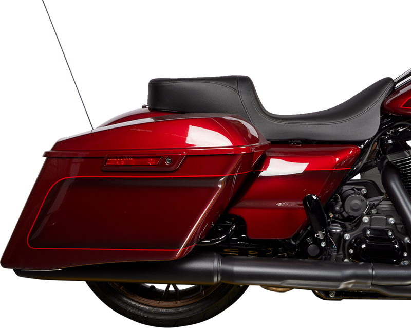 DRAG SPECIALTIES SEATS, Drag Specialties Seats Predator 2-Up Seat for Harley FL 2008-2023 with Solar Leather and Black Finish (Part No. 08801-1495)