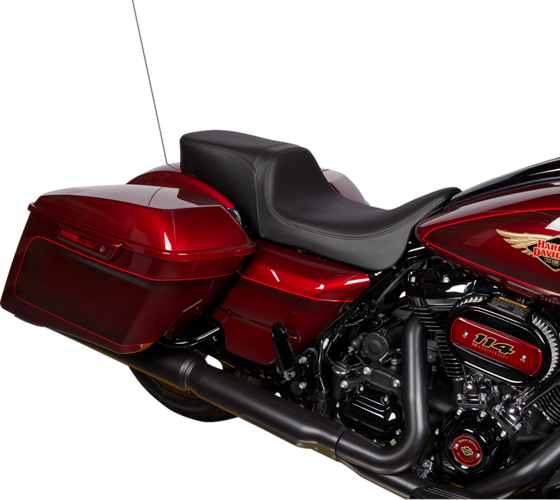 DRAG SPECIALTIES SEATS, Drag Specialties Seats Predator 2-Up Seat for Harley FL 2008-2023 with Solar Leather and Black Finish (Part No. 08801-1495)