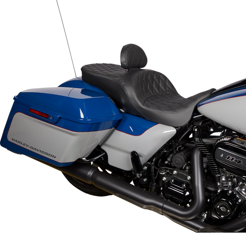 DRAG SPECIALTIES SEATS, DRAG SPECIALTIES SEATS EZ Glide II Backrest - Small, Vinyl, Double Diamond Black Stitch (Part #0822-0537)