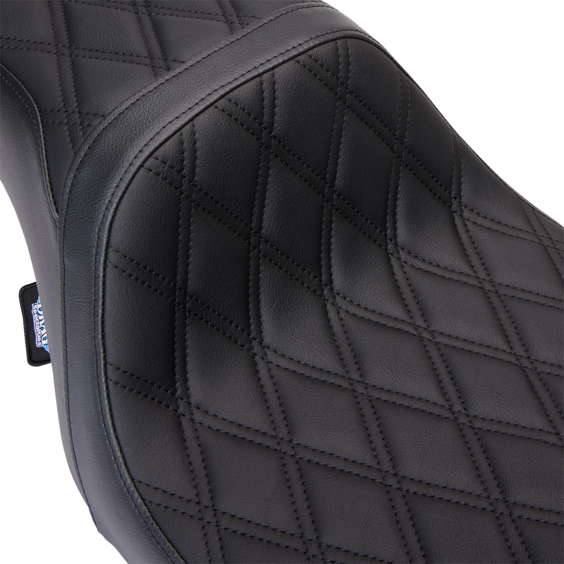 DRAG SPECIALTIES SEATS, DRAG SPECIALTIES SEATS Predator 1Up Seat - Vinyl, Double Diamond Black Stitch for Harley FLH 2008-2023 (Part #0801-1483)
