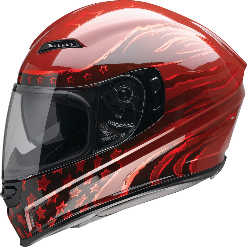 Z1R, Z1R Jackal Helmet Patriot Red Medium - Aerodynamic Shell with Anti-Fog Shield and Sun Visor