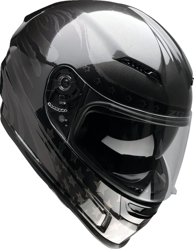 Z1R, Z1R Jackal Helmet Patriot Stealth XL by Z1R – Aerodynamic Motorcycle Helmet with Anti-Fog Shield and Drop-Down Sun Visor