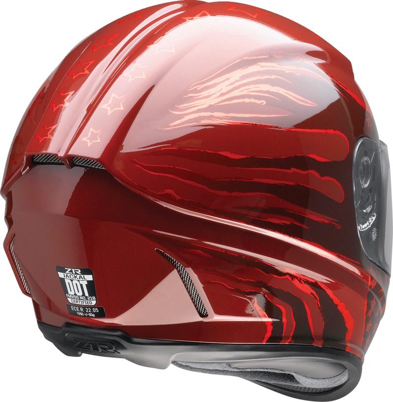 Z1R, Z1R Jackal Helmet Patriot Red Medium - Aerodynamic Shell with Anti-Fog Shield and Sun Visor
