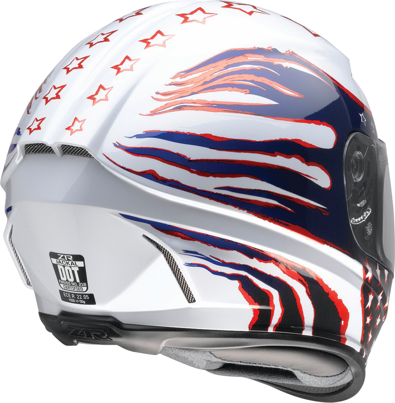 Z1R, Z1R Jackal Helmet Patriot Red/White/Blue 3XL - Aerodynamic Polycarbonate Shell with Sun Visor